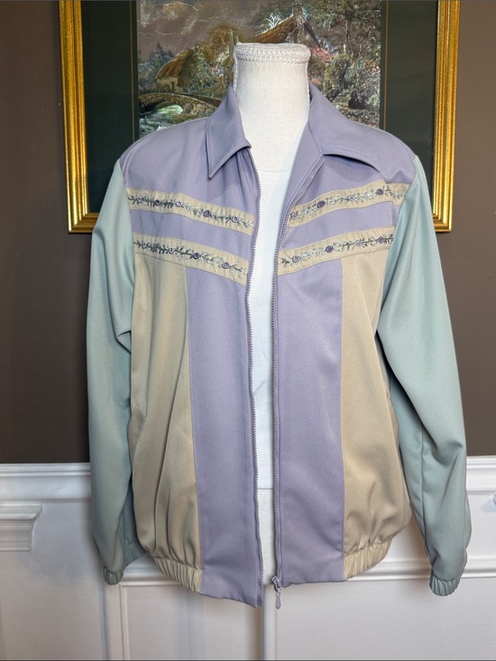 Alfred Dunner Jackets & Blazers - Vintage 90s Alfred Dunner Floral Embroidered Colorblock Bomber Jacket 6P